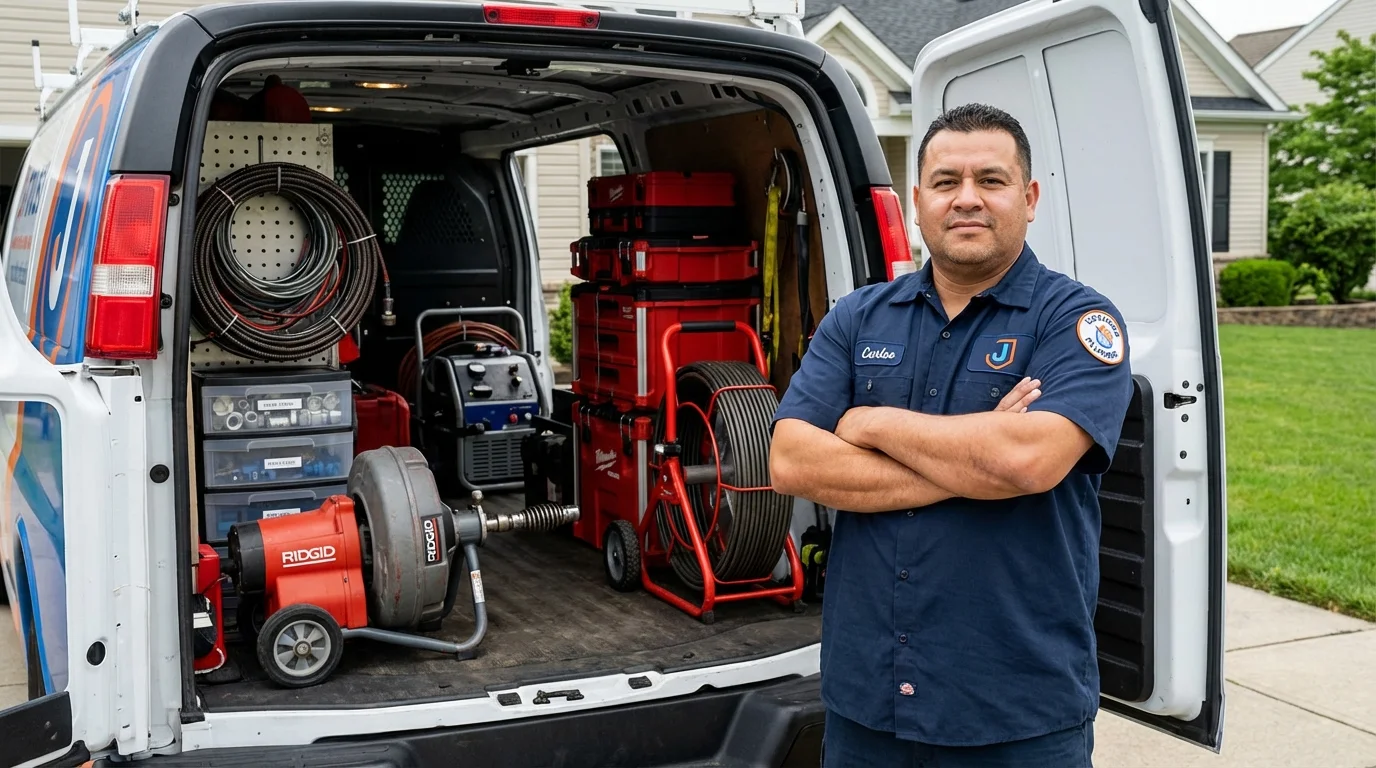 Professional drain cleaning equipment and Johns Plumbing LLC plumber in Wynantskill