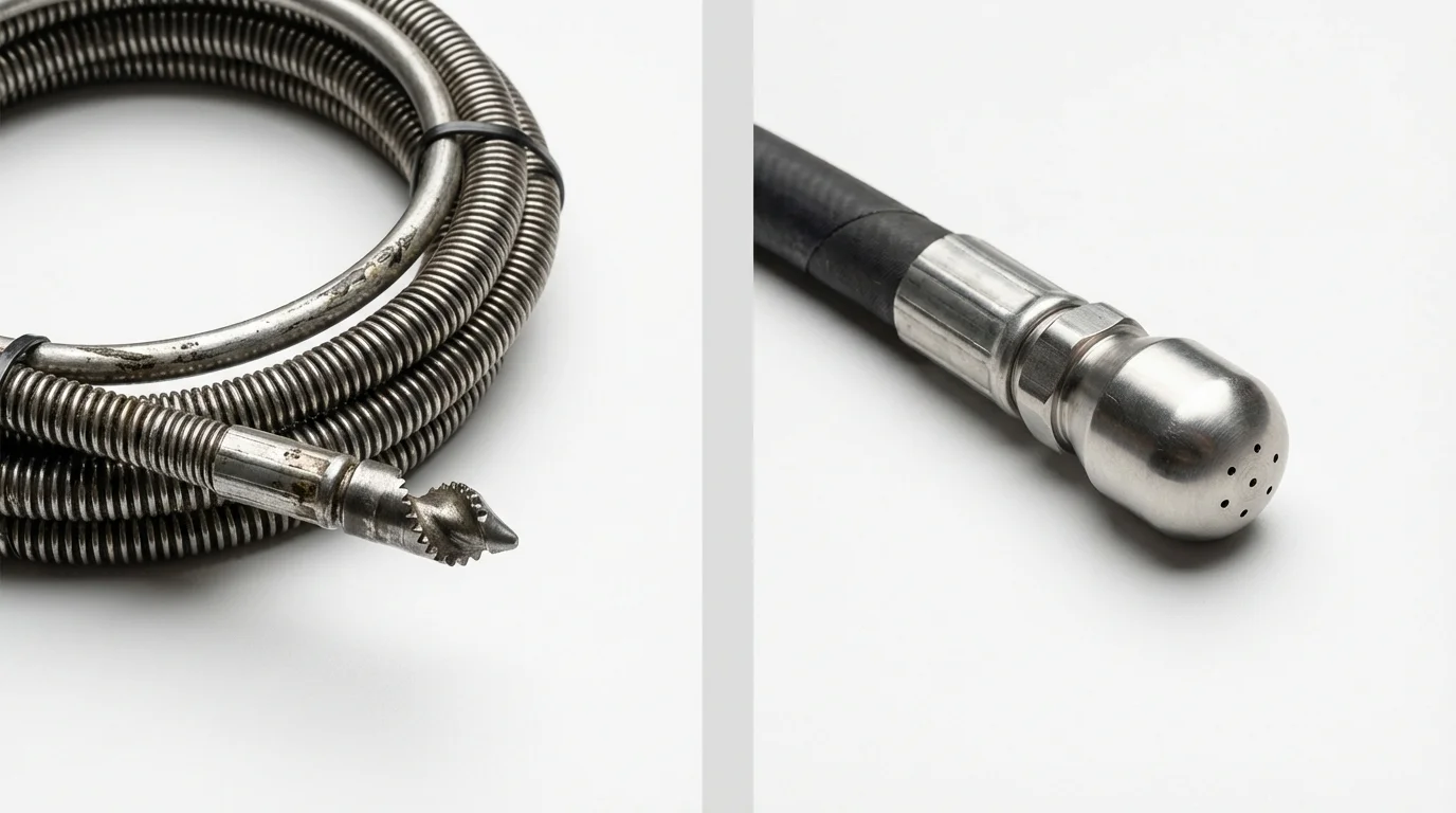 Drain snake cable and hydro jetting nozzle used for drain cleaning in Wynantskill, NY