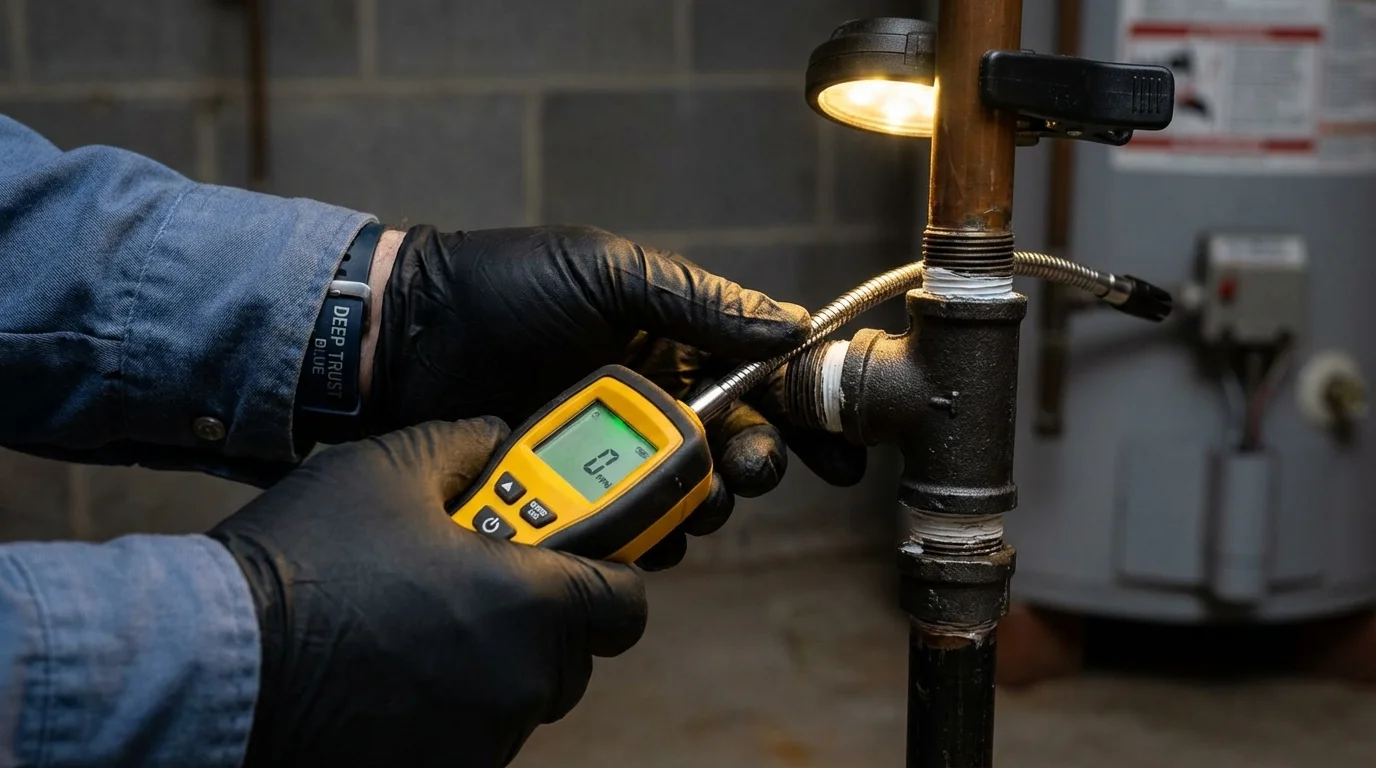 Gas leak detection with electronic sniffer by Johns Plumbing LLC in Wynantskill