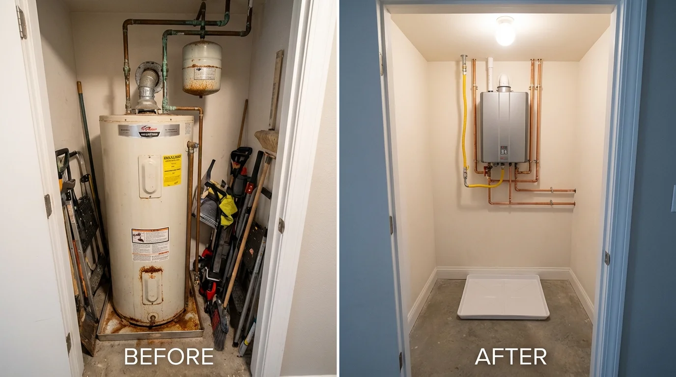 Tank water heater versus wall-mounted tankless unit comparison for Wynantskill, NY homeowners